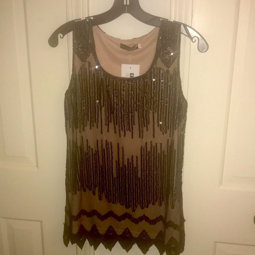 NWT Black & pink sequin top. Great Gatsby 1930s